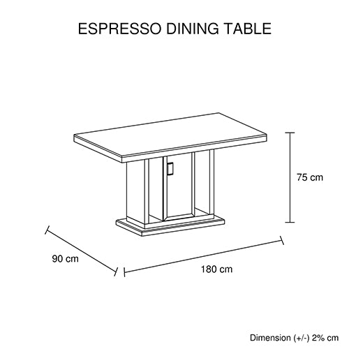 7 Pieces Dining Suite Dining Table & 6X  White Chairs in Rectangular Shape High Glossy MDF Wooden Base Combination of Black & White Colour