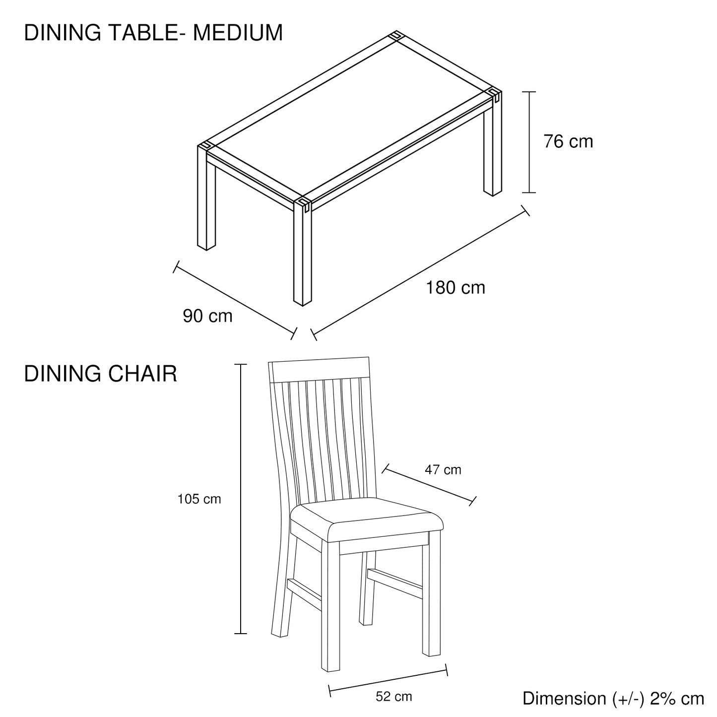 7 Pieces Dining Suite 180cm Medium Size Dining Table & 6X Chairs with Solid Acacia Wooden Base in Oak Colour