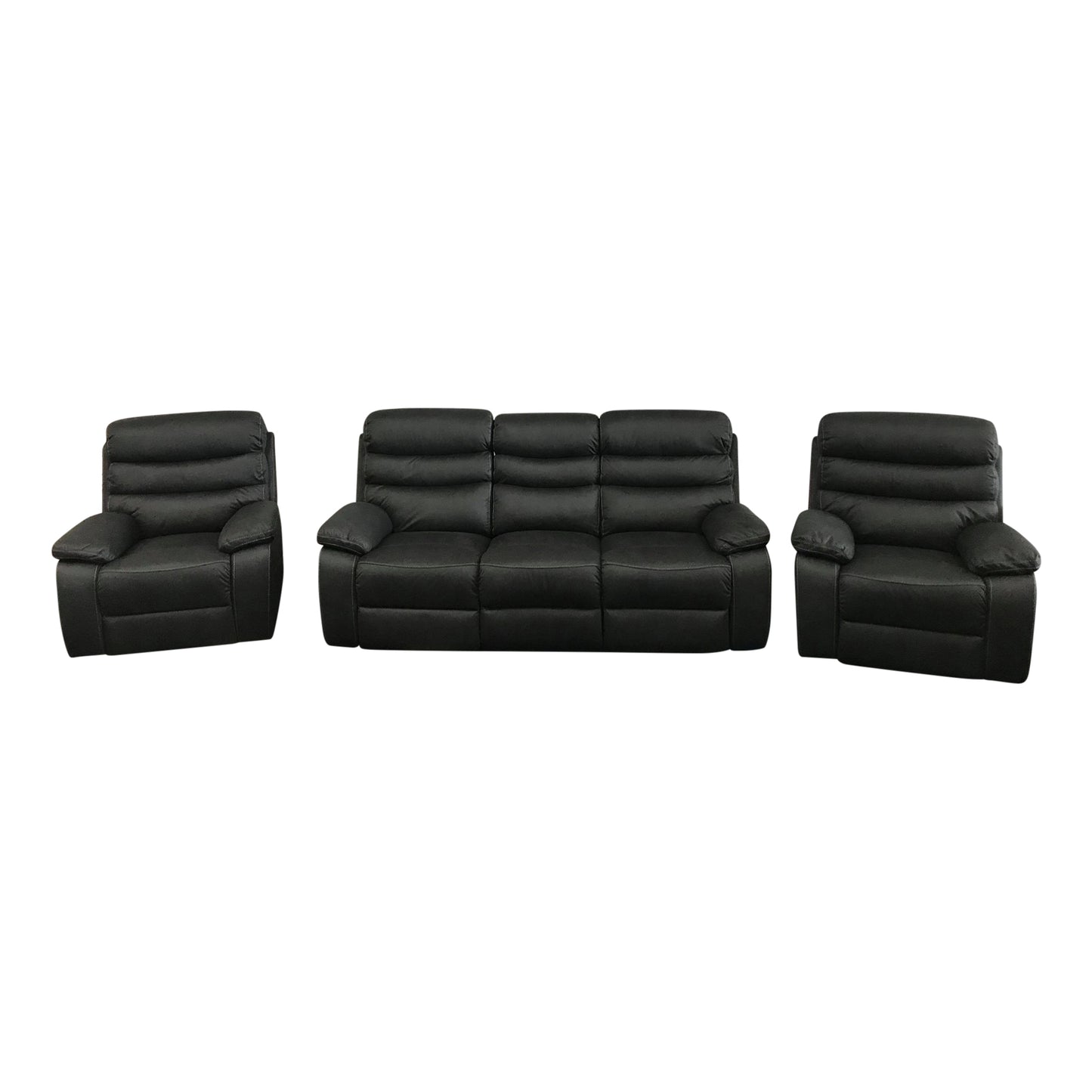 3RR+1RR+1RR Leatherette Grey Electric Recliner Feature Multi Positions Ultra Cushioned USB Outlets