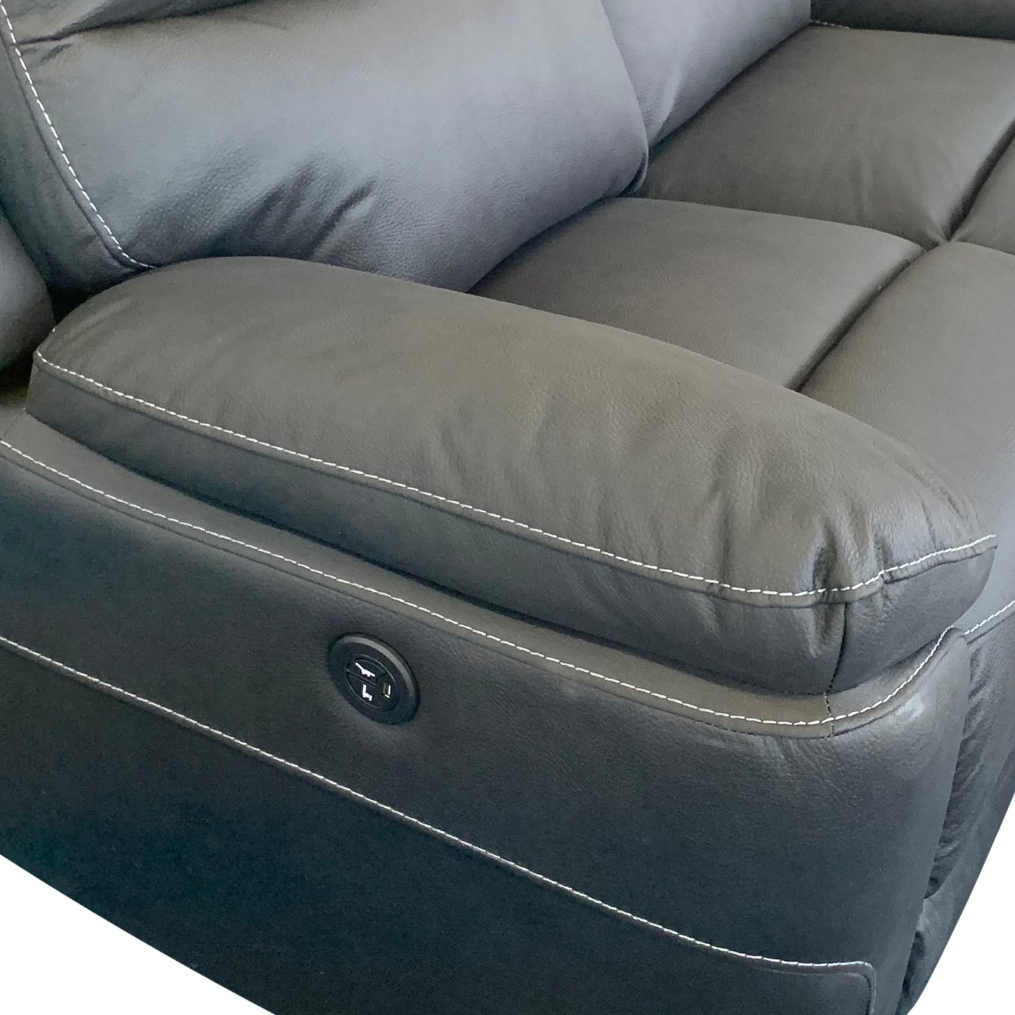 3R Finest Fabric Electric Recliner Feature Multi Positions Ultra Cushioned USB Outlets in Charcoal Colour