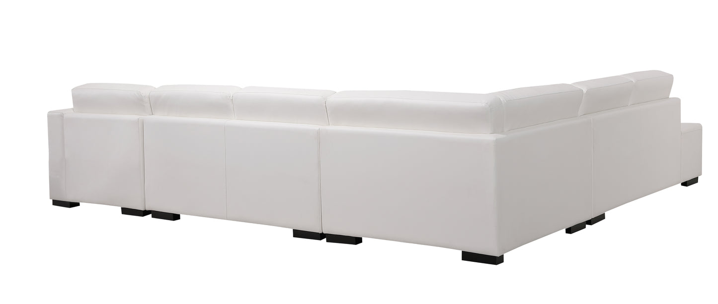 Lounge Set Luxurious 6 Seater Bonded Leather Corner Sofa Living Room Couch in White with Chaise