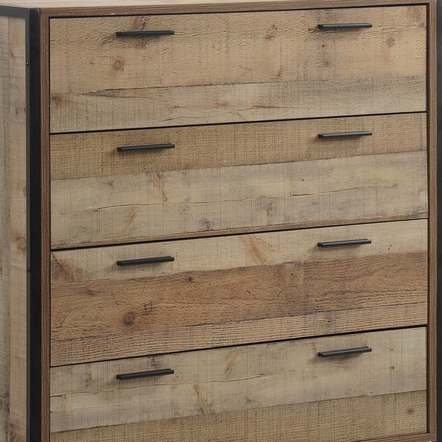 Tallboy 4 Storage Drawers Natural Wood Like Particle board Construction in Oak Colour