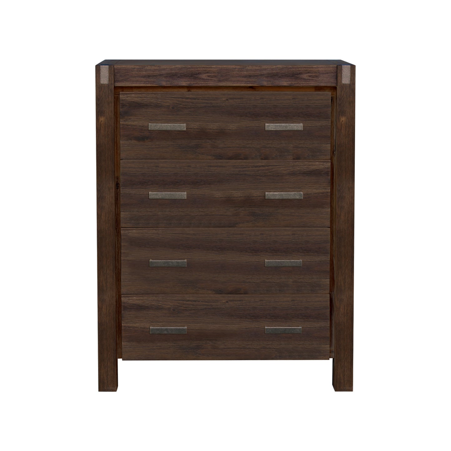 Tallboy with 4 Storage Drawers Solid Wooden Assembled in Chocolate Colour