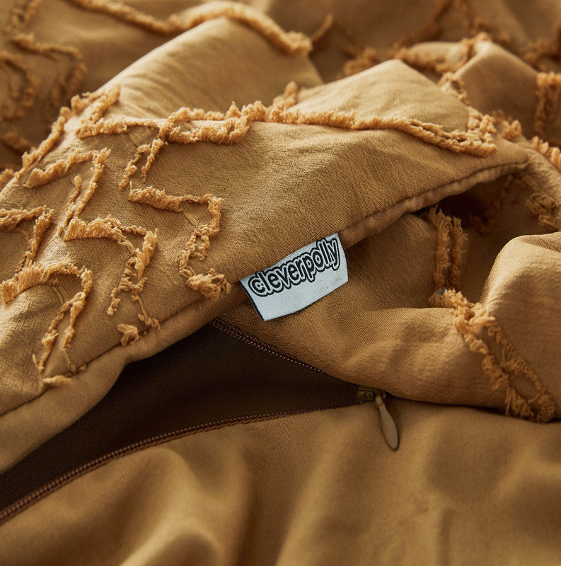 Tufted ultra soft microfiber quilt cover set-single caramel