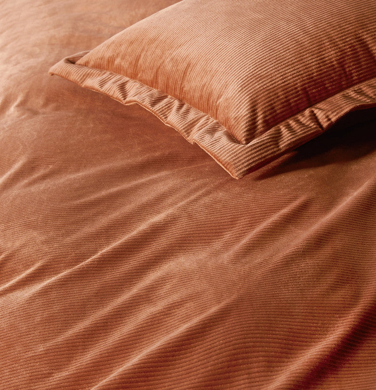 Corduroy Velvet Super King Bed Quilt Cover Set-Bronze