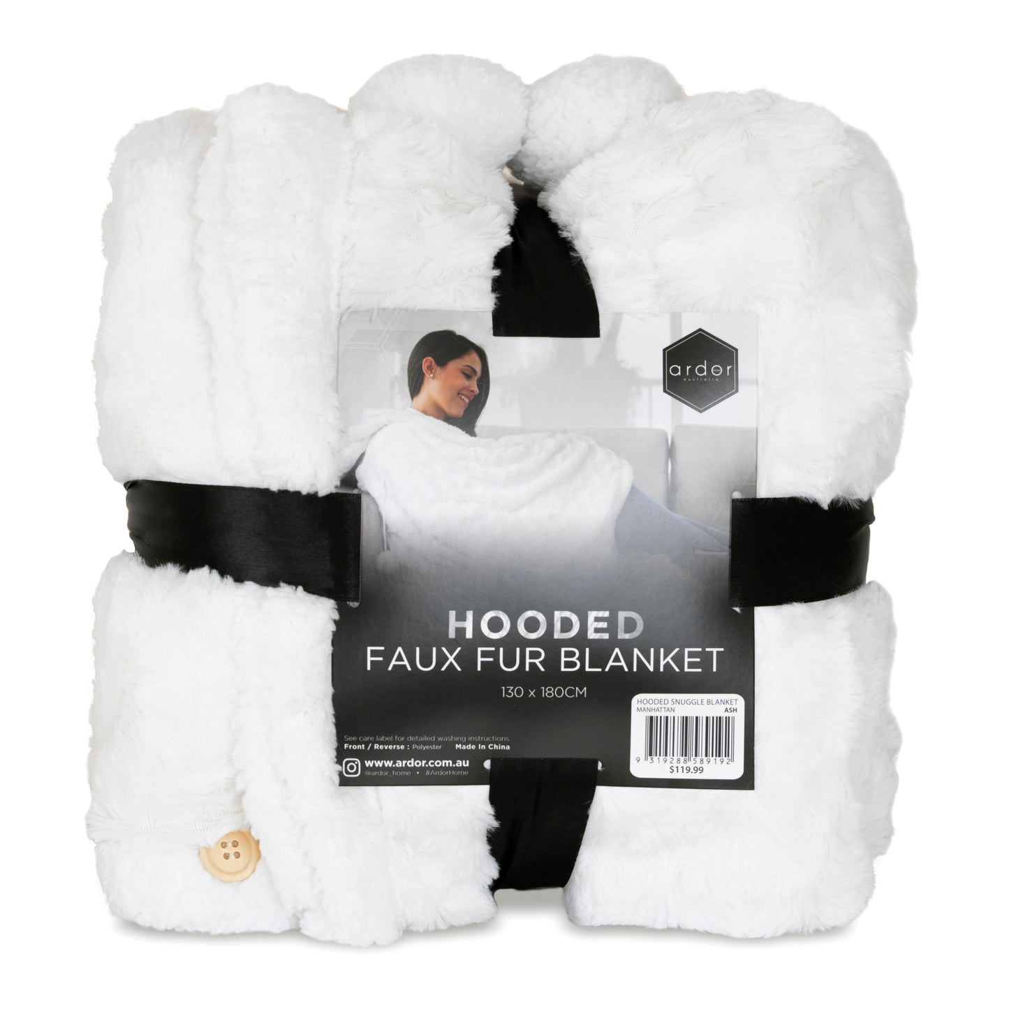 Manhattan  HOODED SNUGGLE FAUX FUR BLANKET - 130X180CM