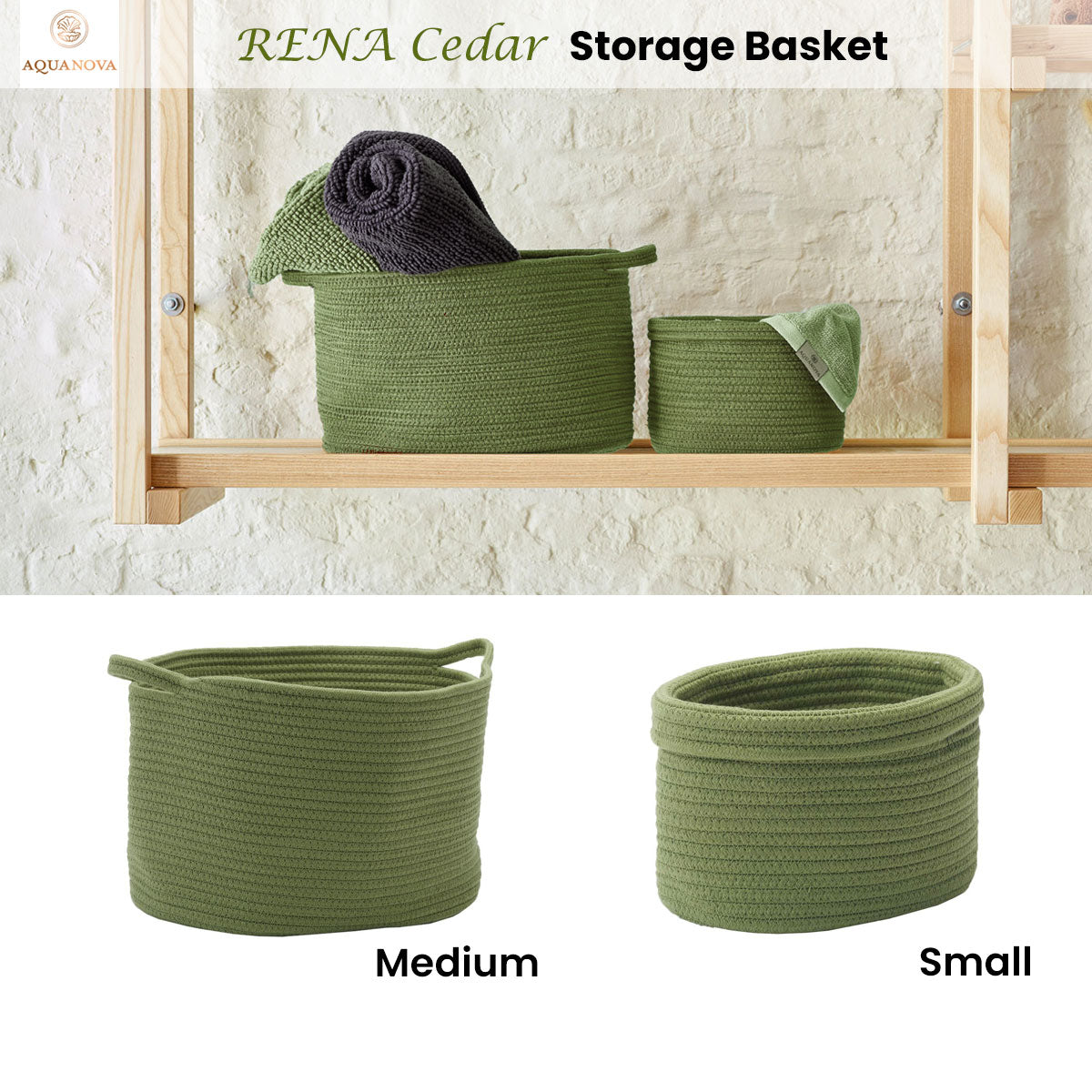 Aquanova RENA Cedar Storage Basket Small