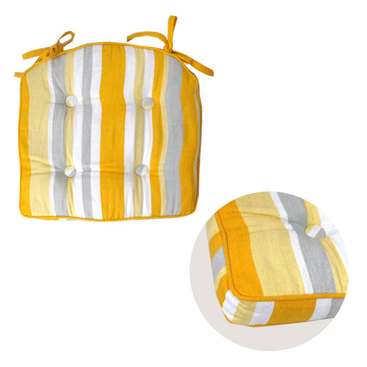 IDC Homewares Vivid Yellow Stripes Shaped Chair Pad 40 x 40 x 6 cm