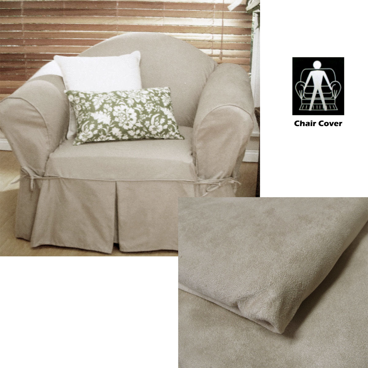 Micro Suede Sofa Cover Taupe 1 Seater 81 x 109 cm