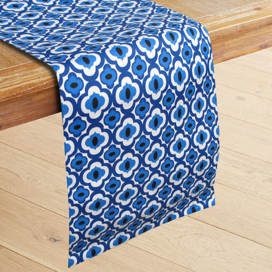 IDC Homewares 100% Cotton Printed Table Runner Azure Blue