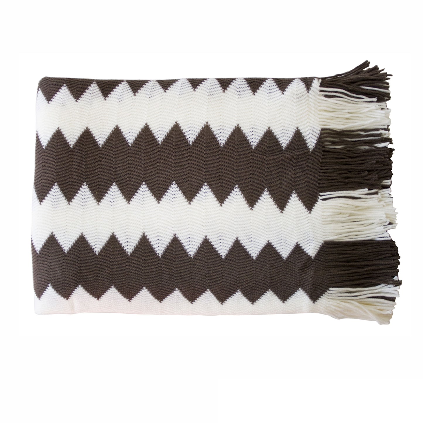 IDC Homewares Chevron Knitted Throw Chocolate White