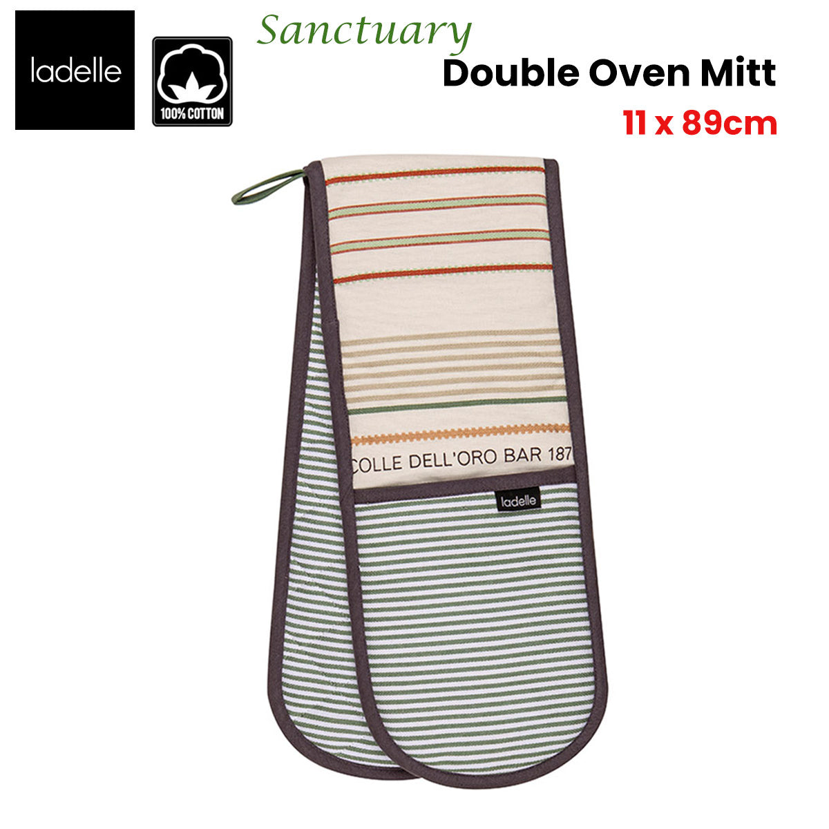 Ladelle Sanctuary Cream Double Oven Mitt 17 x 89 cm