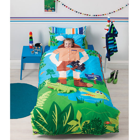 Cubby House Reversible Croc Hunter Quilt Cover Set Double