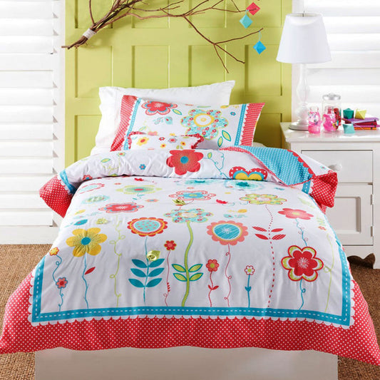 Cubby House Kids Floral Spot Quilt Cover Set Double