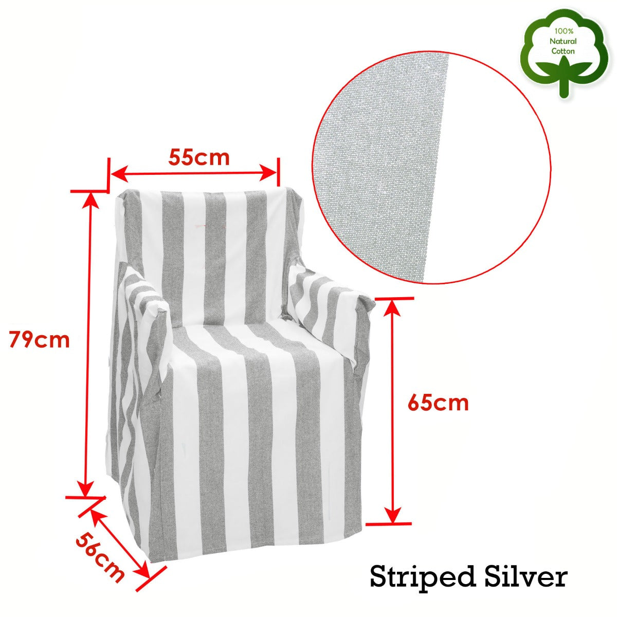 Rans Alfresco 100% Cotton Director Chair Cover - Striped Silver