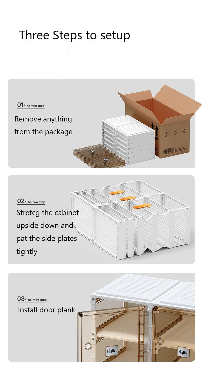 Kylin Cubes Storage Folding Shoe Box With 1 Column, 10 Grids,5 Brown Doors