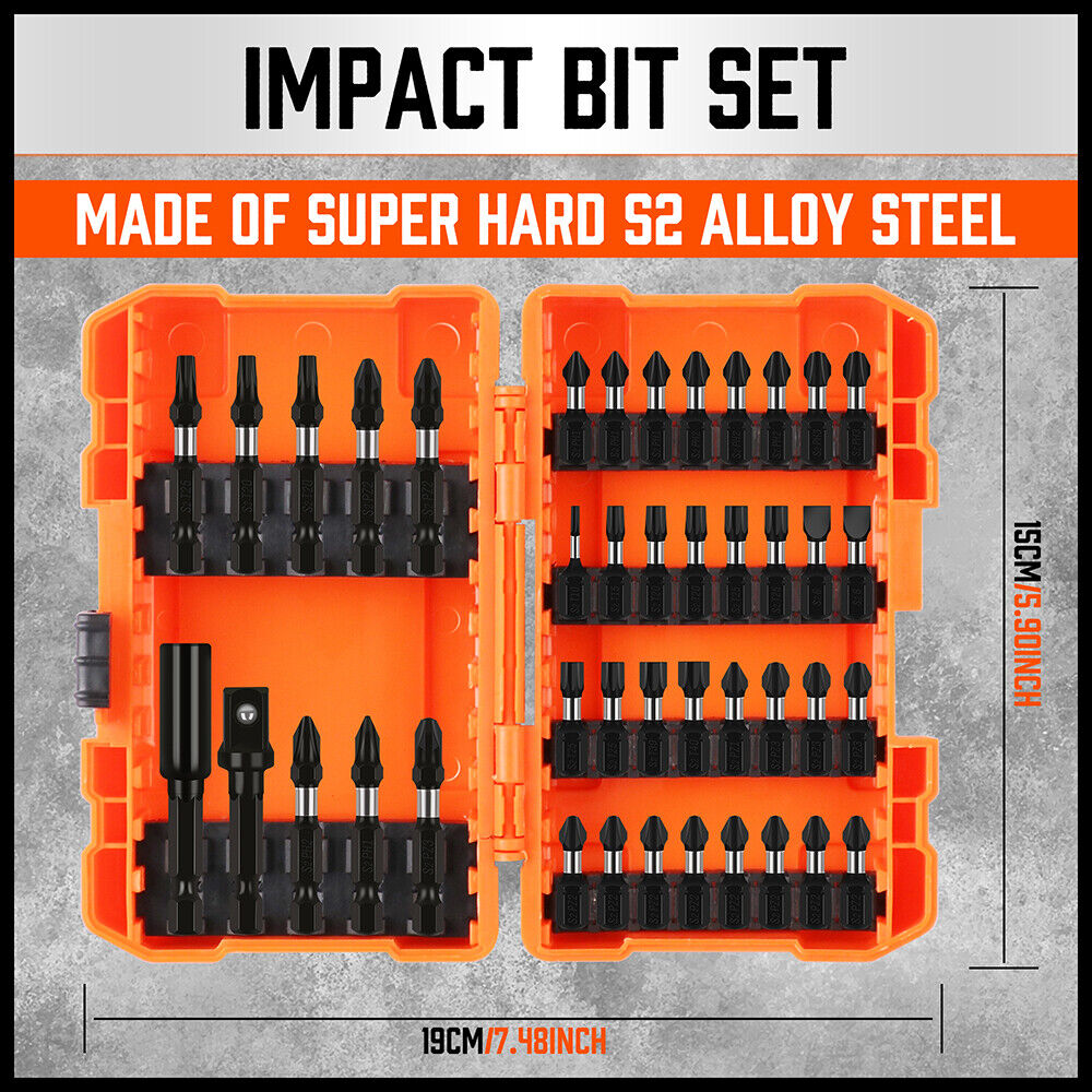 42Pc Impact Screwdriver Bit Set Magnetic Drill Holder Socket Drilling Adapter