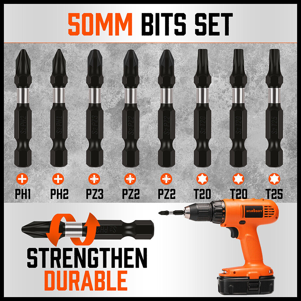 42Pc Impact Screwdriver Bit Set Magnetic Drill Holder Socket Drilling Adapter