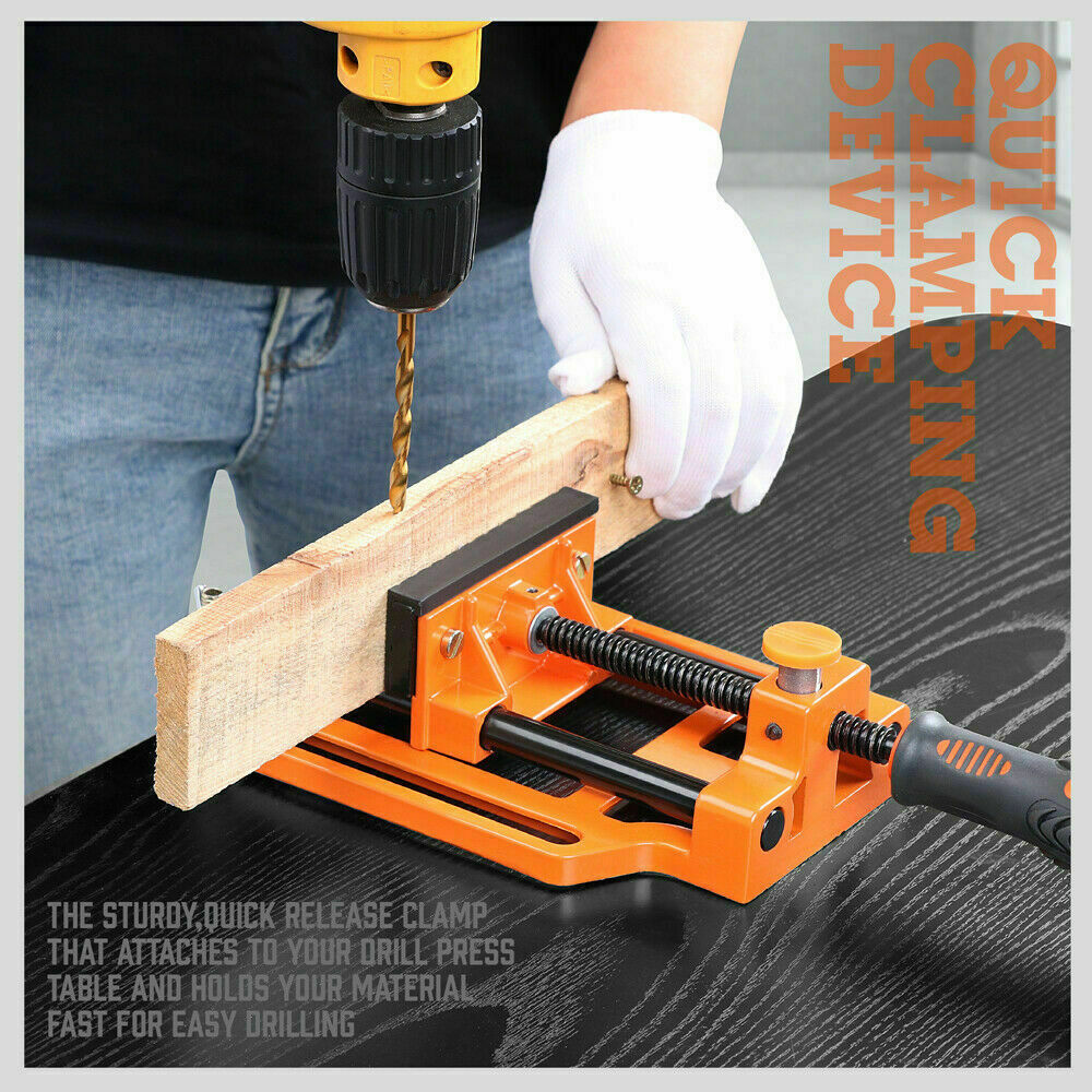 90mm Drill Press Bench Vice Quick Release Clamp Jaw Soft Grip Hand Pads Woodwork