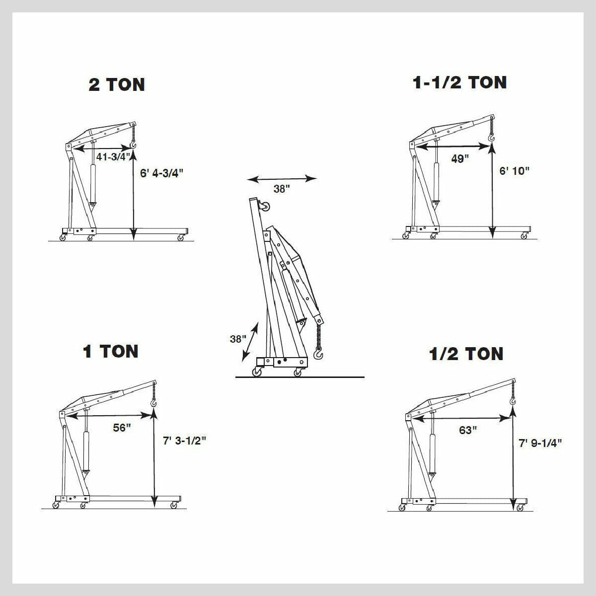 2-Ton Hydraulic Engine Crane Foldable Hoist Stand for Mobile Garage Lifting- Workshop Essential