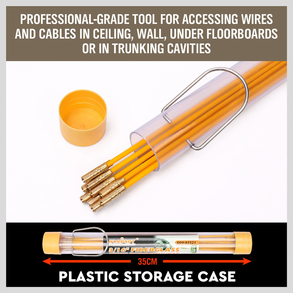 3.3m ⏀ 4mm Fibreglass Electricians Push Pull Rods Cable Cavity Contractors Duct