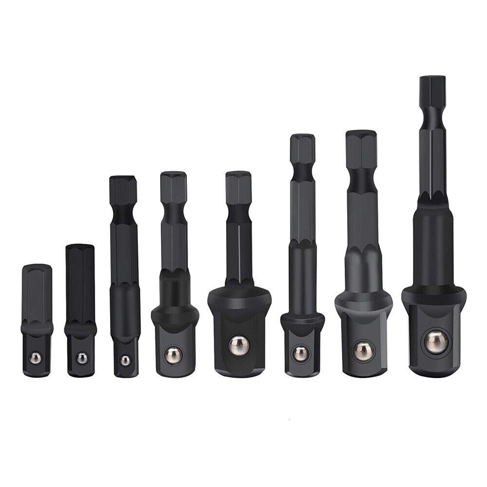 8Pc Drill Socket Adapter Set Impact Nut Driver Hex Extension Bits 1/4" 3/8" 1/2"