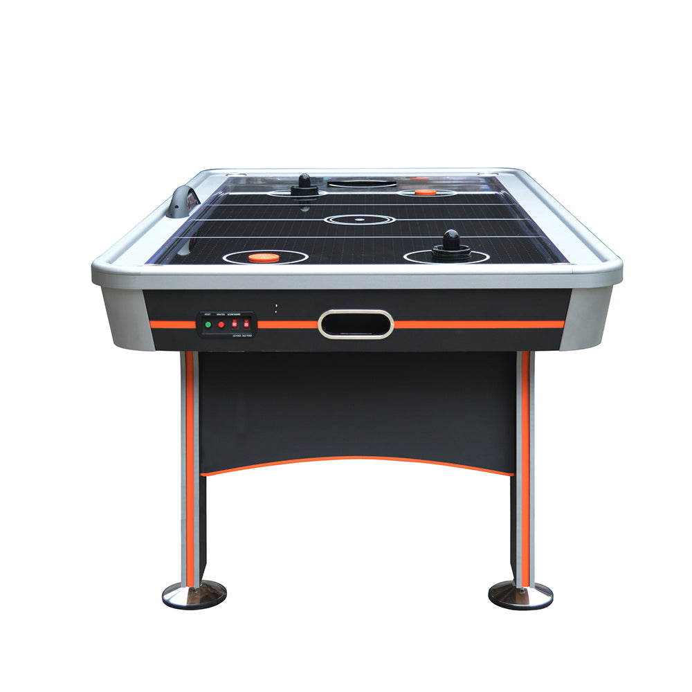 T&R SPORTS 7FT Air Hockey Table With LED Light - Black and Orange