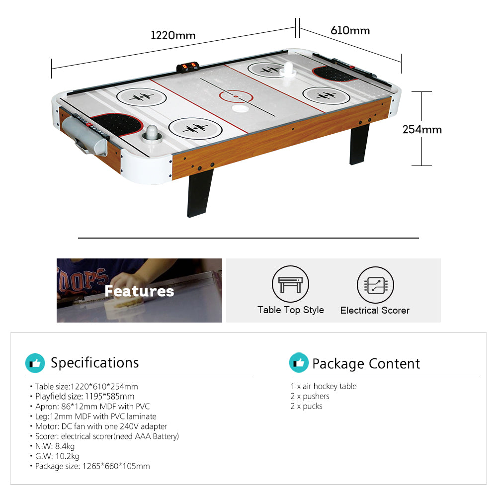 T&R SPORTS 4FT Air Hockey Table Top With E-Scorer - Walnut
