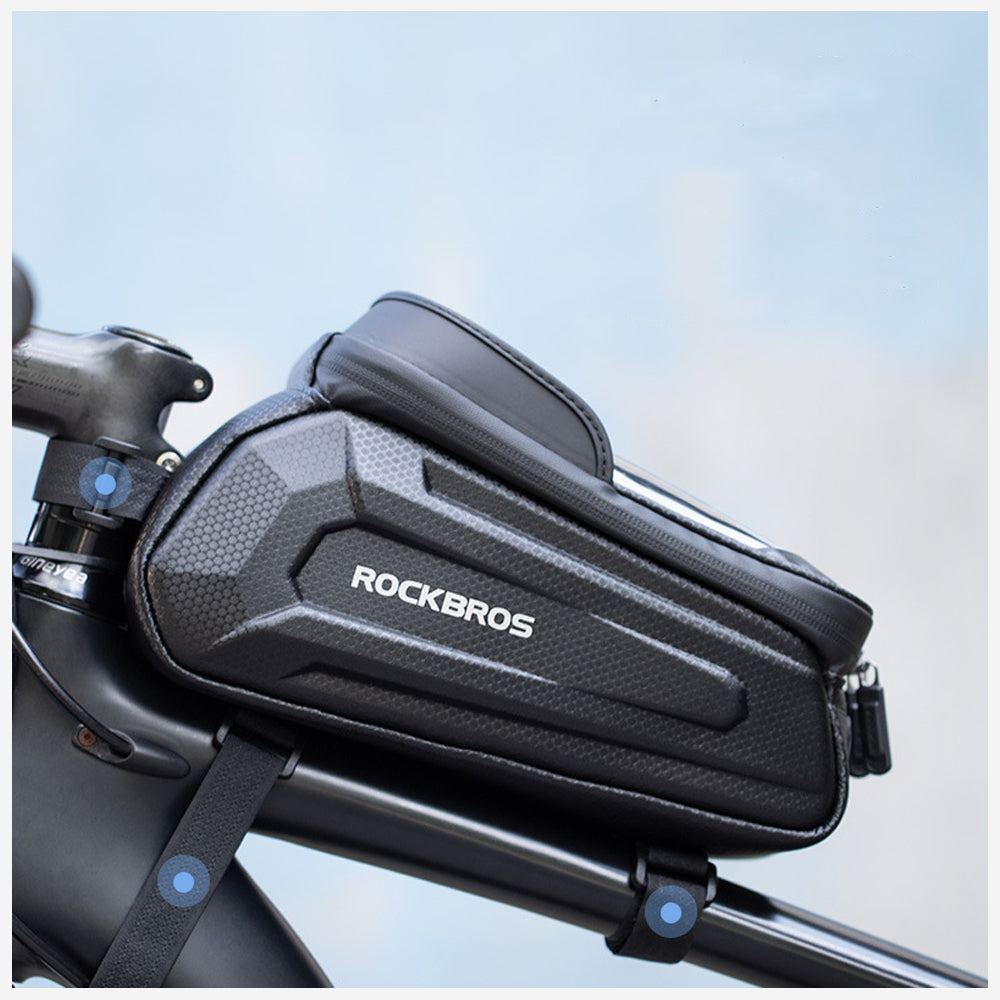 Waterproof Bike Handlebar Bag TPC Screen Touch Detachable Bag - Black