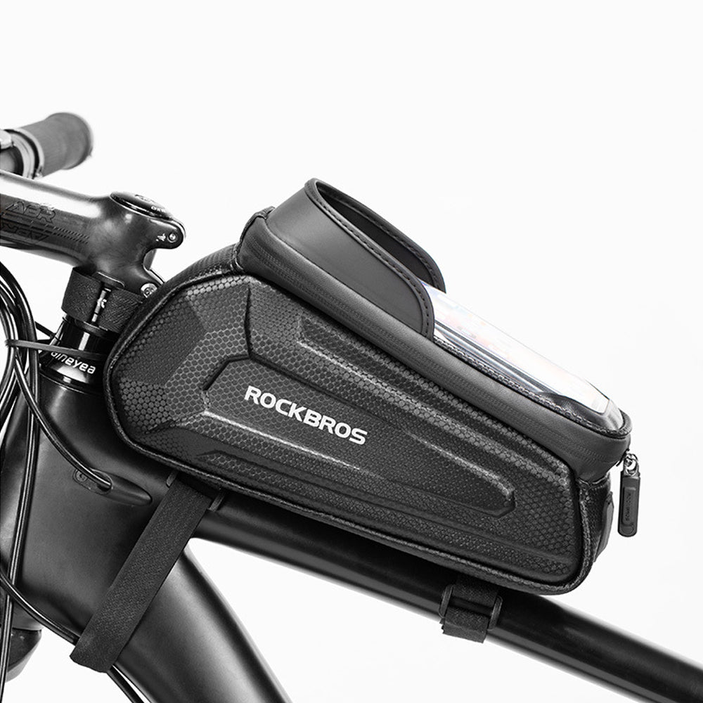 Waterproof Bike Handlebar Bag TPC Screen Touch Detachable Bag - Black