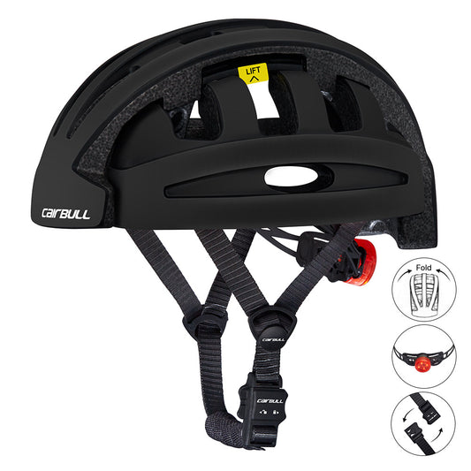 Innovative Folding Helmet Bicycle Scooter Skating LED Light Bike Accessories - Black