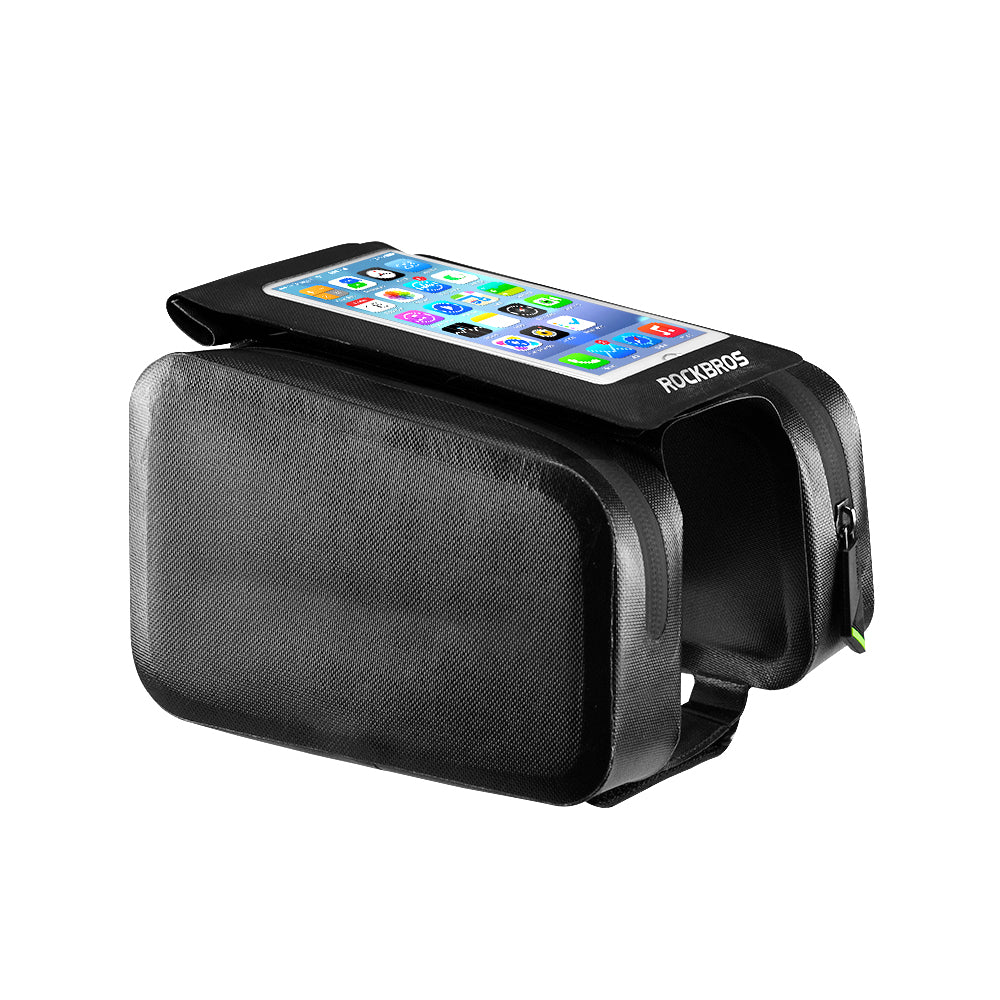 AKEZ Rainproof 6 Inches TPU Touch Screen Front Bicycle Bag - Black