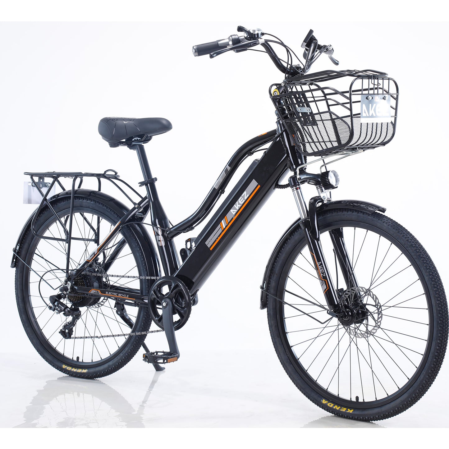 AKEZ 26 Inches Electric Bike City Bike Bicycles Assisted Bicycle Women Black