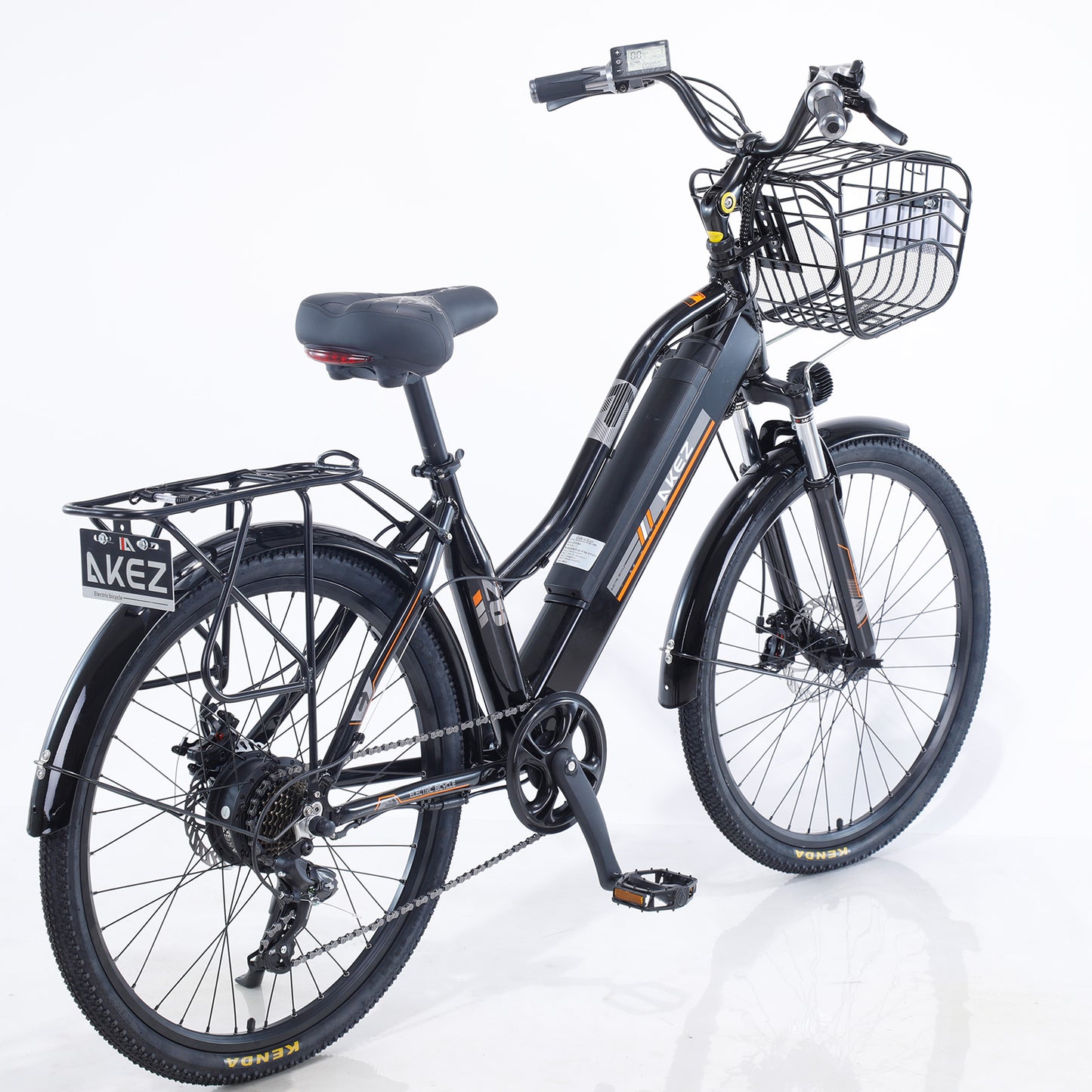 AKEZ 26 Inches Electric Bike City Bike Bicycles Assisted Bicycle Women Black