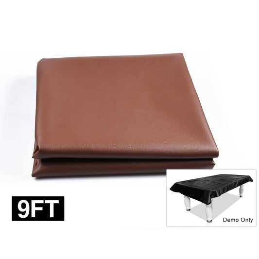 9FT Pool Table Cover Heavy Duty Leatherette Fitted Thick w/ Rubber Band - Brown