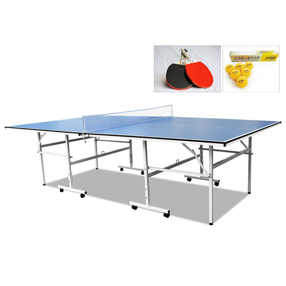 DH 13mm Foldable Portable Ping Pong Table Tennis Table + Accessory Package  - Blue