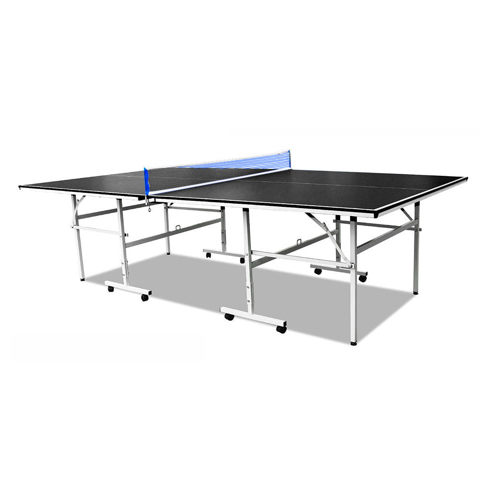 DOUBLE HAPPINESS 13 Indoor Rollaway Fiberboard Table Tennis With Accessories Ping Pong Table - Black