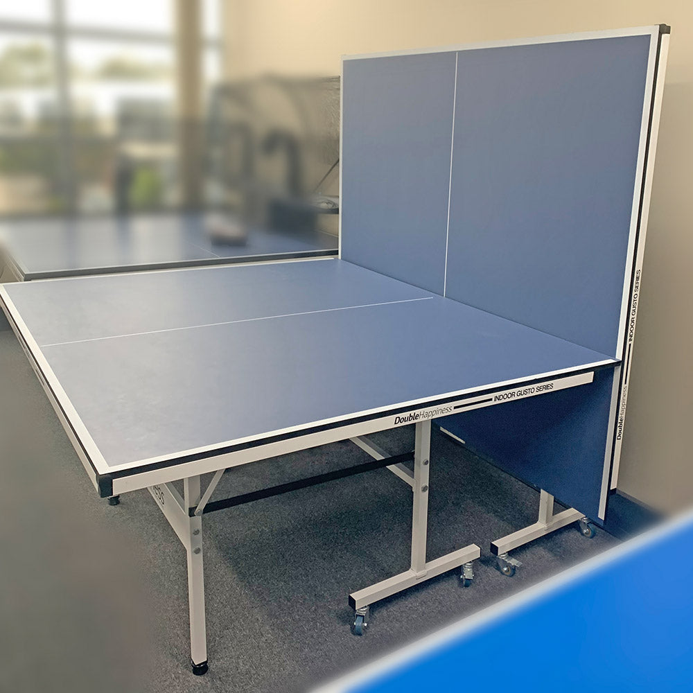 Double Happiness Indoor Advanced 160 Table Tennis Ping Pong Table w/ Upgraded Accessories - Blue