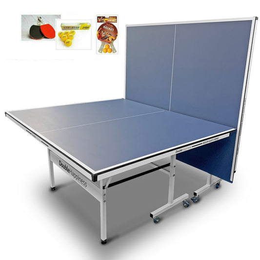 19mm Pro Size Double Happiness Ping Pong Table Tennis Table+Accessory Package - Blue