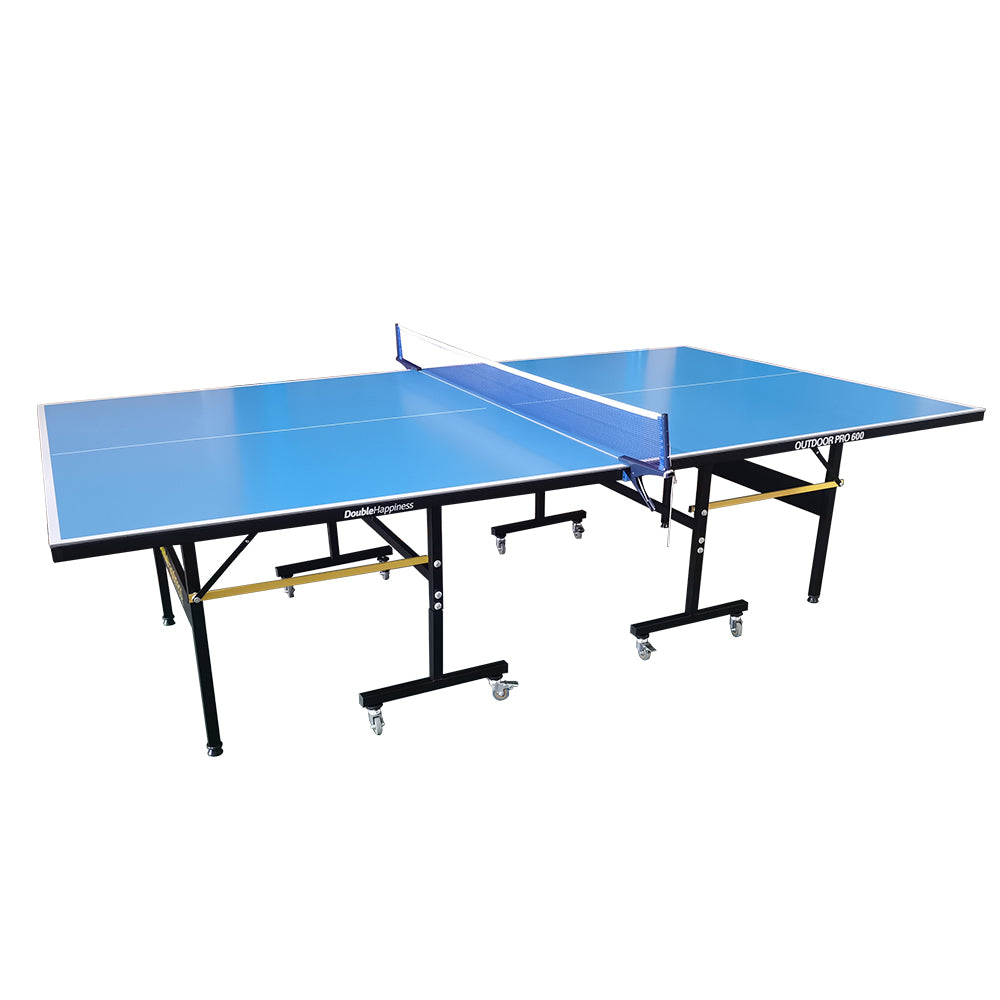 Double Happiness Outdoor Pro 600 Table Tennis Ping Pong Table - Free Accessories Package
