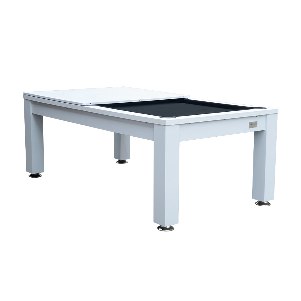 7FT Elegance Pool /Dining / Billiard Table White Frame Black Felt with Top