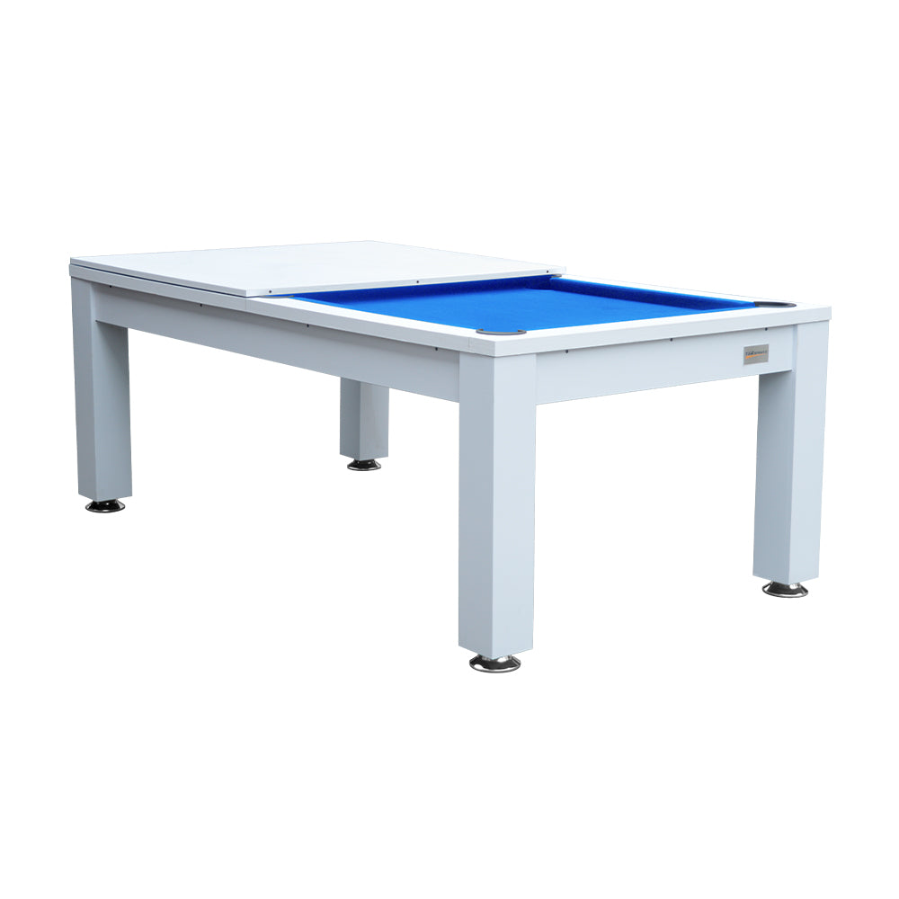 7FT Elegance Pool /Dining / Billiard Table White Frame Blue Felt with Top