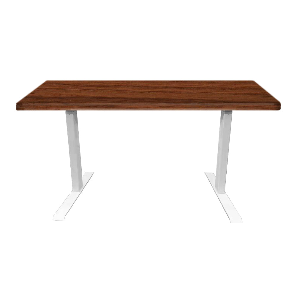 MASON TAYLOR Stand Up Desk Single Motor Height Adjustable Standing Desk - Frame White + Top Walnut 180x80