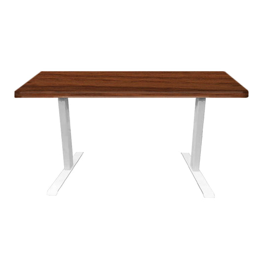 MASON TAYLOR Stand Up Desk Single Motor Height Adjustable Standing Desk - Frame White + Top Walnut 180x80