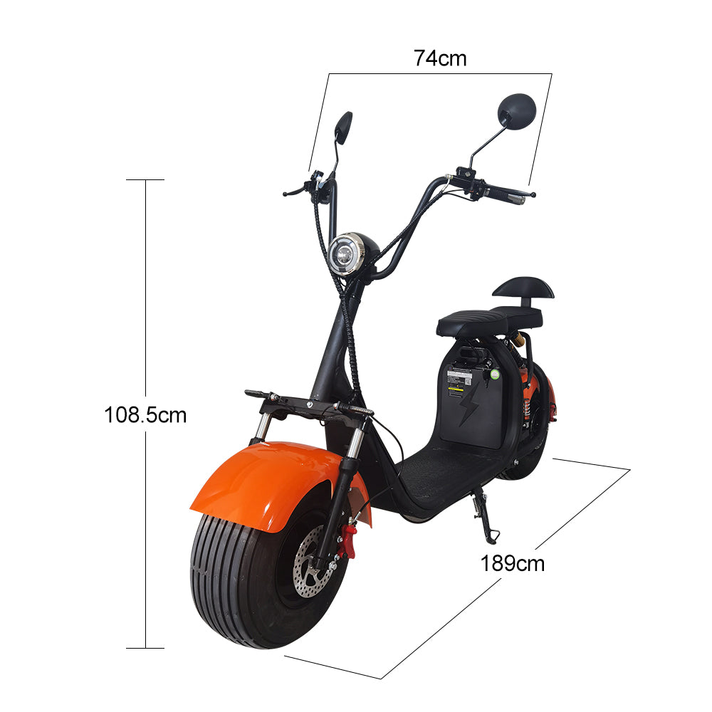 AKEZ C07 Halley 2000W 60V 20AH Electric Scooter Big Wheel Motorcycle Scooter Adult Riding - Orange