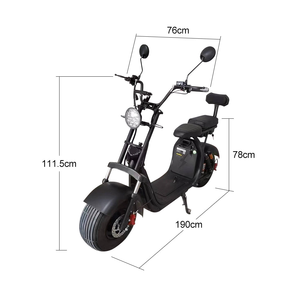 AKEZ C07AP Halley 2500W 60V 20AH Electric Scooter Big Wheel Motorcycle Scooter Adult Riding - Black