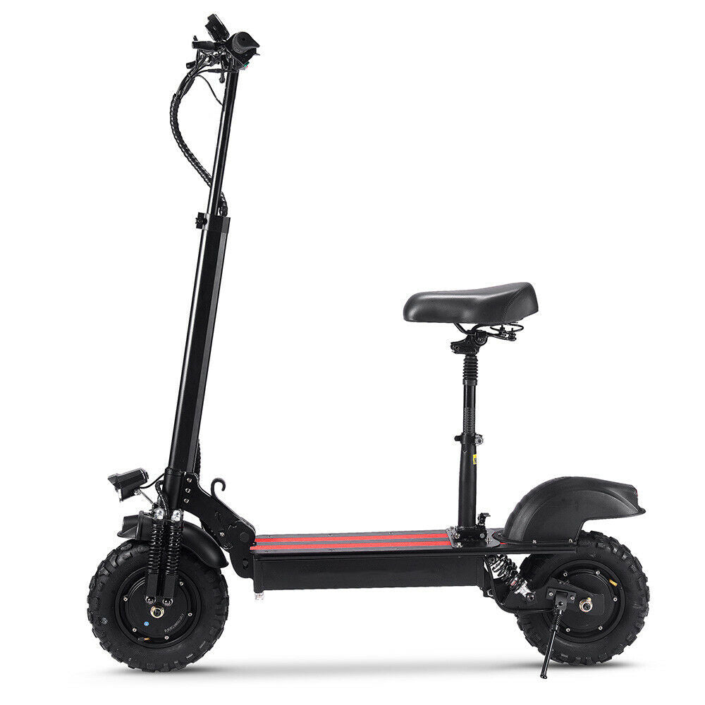 AKEZ 11SQ Dual Motors 1000W 11 Inches  Electric Scooter w/ Seat Vacuum Tyre Front& Rear Suspension - Black