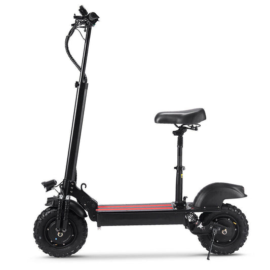 AKEZ 11SQ Dual Motors 1000W 11 Inches  Electric Scooter w/ Seat Vacuum Tyre Front& Rear Suspension - Black