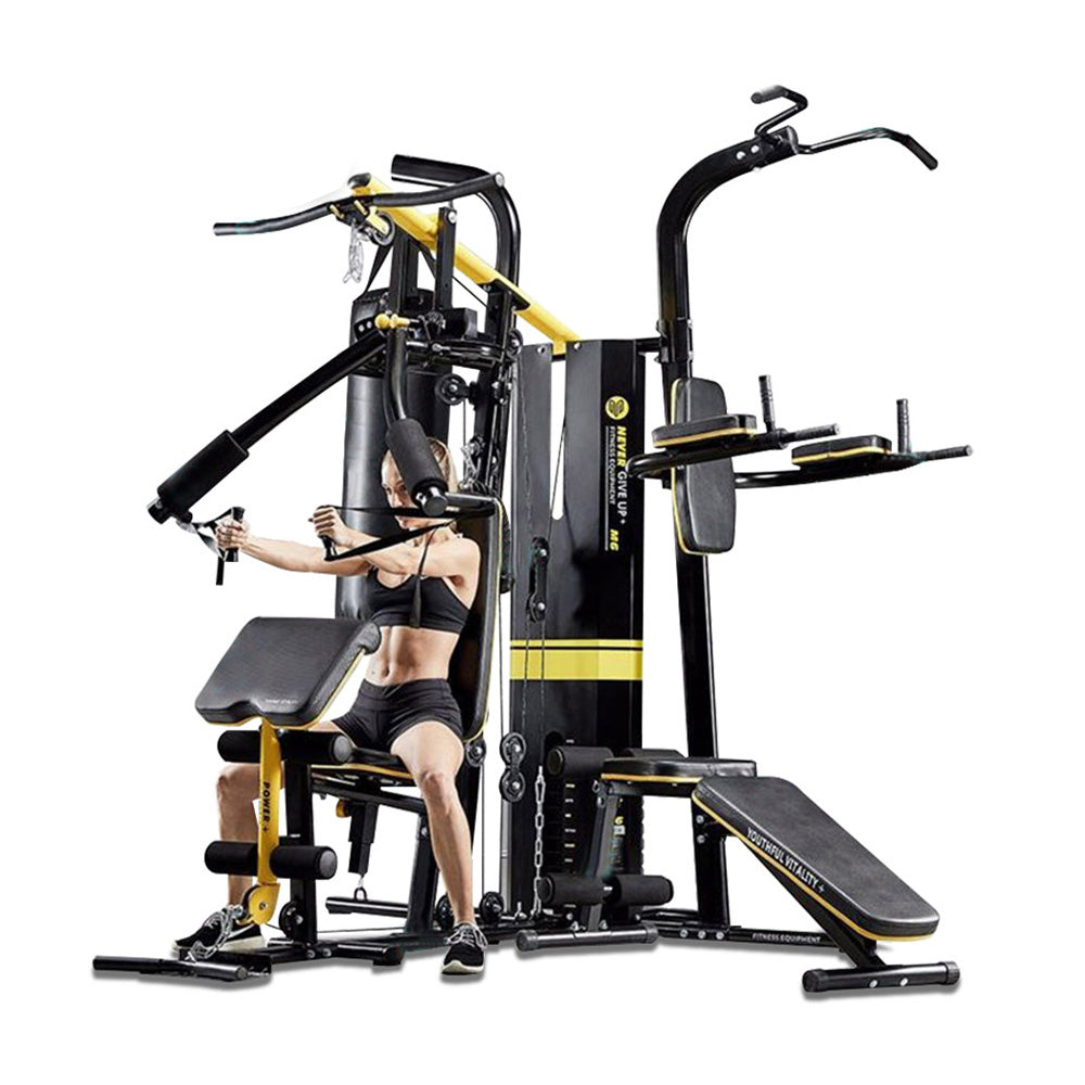 T&R SPORTS M6 Weight Training Multifunction System Exercise Workout Fitness Home Gym - Black&Yellow