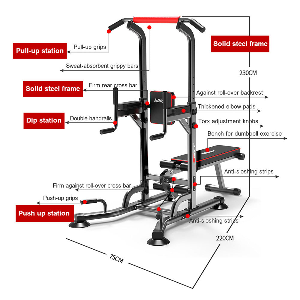 5-in-1 Pull Up Chin Up Bench Benches Power Tower Multi-Function Station Home